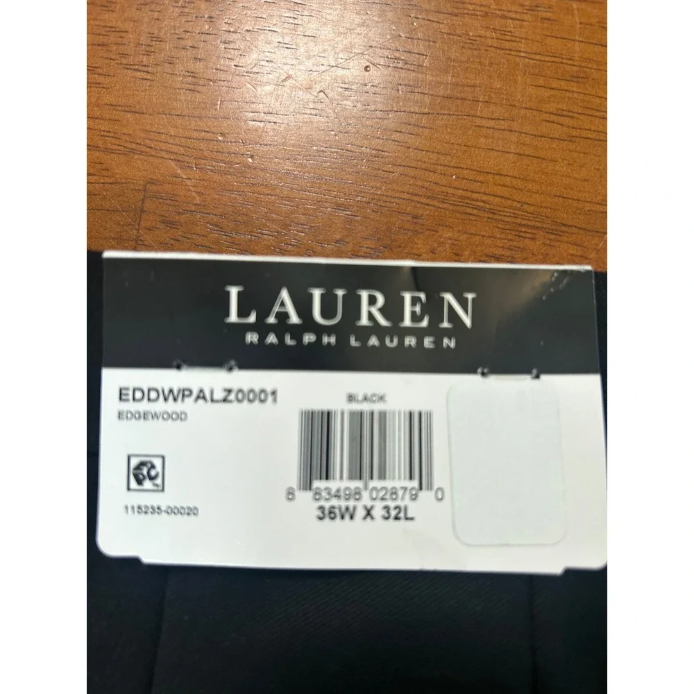 New Lauren Ralph Lauren Suit Trouser Mens 36x32 Black Ultraflex Edgewood